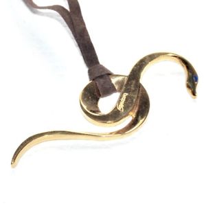 【送料無料】ネックレス　カラーゴールドスネークブラウンコードペンダントネックレススチールbrosway collier pendentif acier de couleur or serpent cordon marron bijou
