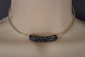 【送料無料】ネックレス　ブッシングモードamusant femmes thin mtal dor bague la mode ras du cou court collier noir