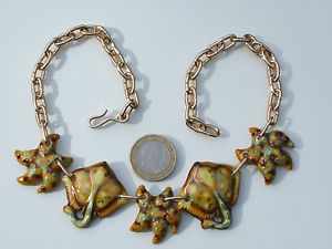 【送料無料】ネックレス　セラミックネックレスjoli collier de plage ancien en ceramique vernissee longueur rglable