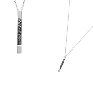 【送料無料】ネックレス　ソリッドシルバージルコニウムネックレスmagnifique collier en argent massif et oxydes de zirconium noirs｜hokushin