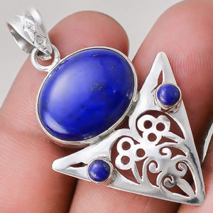 【送料無料】ネックレス　ラピスラズリマウントpendentif lapis lazuli monture argent 925 ref 6207
