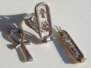 【送料無料】ネックレス　ブッシュペンダントエジプトバッチlot de 3 beaux bijoux egyptiens en argent grosse bague t63 et pendentifs｜hokushin 16,045円
