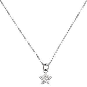 【送料無料】ネックレス　チェーンネックレスペンダントボールアスタリスクステンレススチール1,5mm collier chaine boules pendentif astrisque avec blanc cristaux acier inox