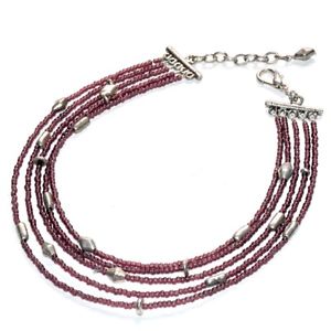 【送料無料】ネックレス　マルチクランプmetal pointus collier ras de cou plaqu argent multi rangs violet bijou