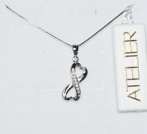 【送料無料】ネックレス　シルバークランプワークショップジルコングロスホワイトアルcollier infini femme atelier en argent 925 avec zircon blanc brillant al11