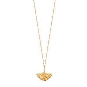 【送料無料】ネックレス　ネックレスメッシュチェーンcollier plaqu or chaine maille fort 08mm pendentif ginko 25x23mm