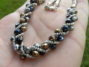 【送料無料】ネックレス　シルバーガラスクールネックレスブレスレットリングビーズteinte argent perles de verre fait main cool collier bracelet bague doreille｜hokushin