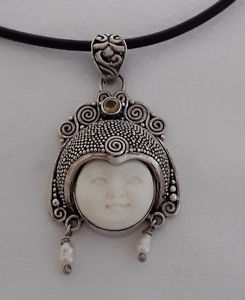 【送料無料】ネックレス　クリエイションシルバーペンダントトパーズagnes creations sublime pendentif argent 925 amp; os sculpte amethyste amp; topaze