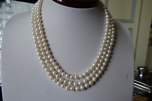 【送料無料】ネックレス　クリップcollier de 3 rangs de perles de culture