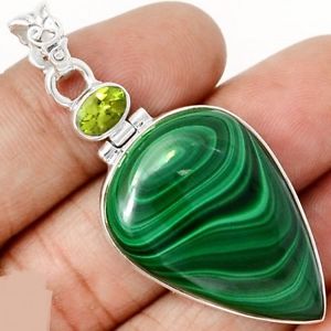 【送料無料】ネックレス　マラカイトペリドットマウントsublime pendentif malachite et pridot monture argent 925 ref 5069｜hokushin