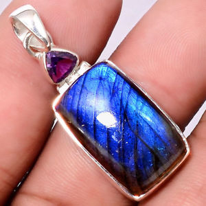 【送料無料】ネックレス　ペンダントアメジストシルバーマウントpendentif protection labradoriteamthyste monture argent 925 ref 6372