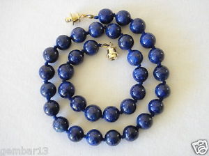 【送料無料】ネックレス　ラピスラズリネックレスbleu lapis lazuli collier 10mm perles 457cm main nou profond｜hokushin