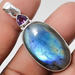【送料無料】ネックレス ペンダントアメジストシルバーマウントpendentif protection labradoriteamthyste monture argent 925 ref 3142
