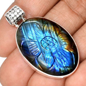 【送料無料】ネックレス　ペンダントマウントシルバーpendentif protection labradorite monture argent 925 ref 5764