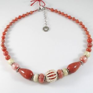 【送料無料】ネックレス　ベネチアコンディムラノロッソベージュcollana antica murrina venezia con vetro di murano rosso e beige coa07a25