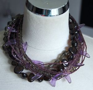 【送料無料】ネックレス　マルチクランプランクガラスcollier multirang lalo orna lalo rsine colore verre