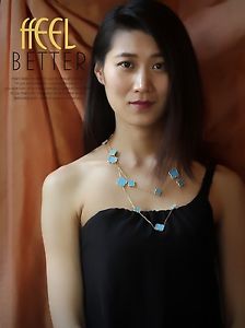 【送料無料】ネックレス　ロングネックレスシートターコイズcollier long 16 seize fleur 4 feuille porcelaine turquoise bleu plaqu or trt1｜hokushin