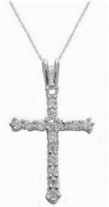 【送料無料】ネックレス　ゴールドソリッドホワイトキュービックジルコンペンダントクロス14k solide or blanc zircon cubique croix pendentif 457cm｜hokushin 20,286円