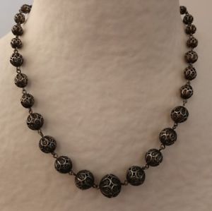 【送料無料】ネックレス ソリッドシルバークランプcollier ancien perles filigrane en argent massif|hokushin