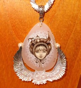 【送料無料】ネックレス　ストーンハルクランプchouette fille pendentif stone amp; coque shenshin peint la main collier perles