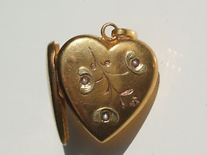【送料無料】ネックレス　ペンダントゴールドドアbeau pendentif porte photo ancien coeur avec gui en or 18k 750 jaune et vert