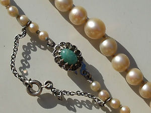 【送料無料】ネックレス　ネックレスクラスプbeau collier ancien en perle de culture avec fermoir argent et amazonite 49cm