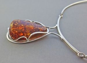【送料無料】ネックレス　オレンジネックレスバルトソリッドシルバーcollier ambre vritable mer baltique argent massif 925