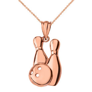 【送料無料】ネックレス ソリッドkピンクゴールドボーリングピンボールペンダントネックレスsolide 14k or rose bowling broches 3 hole pendentif boule collier|hokushin
