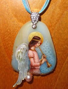 【送料無料】ネックレス　ストーンハルロシアユニークpendentif stone amp; coque vritable russe peint la main unique ange shenshin｜hokushin