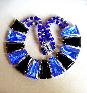 【送料無料】ネックレス　カラーブロック1738 magnifique collier ras du cou paves de strass bleus et noirs 28,587円