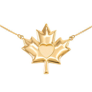 【送料無料】ネックレス　ゴールドイエローゴールドメープルリーフカラー14k fin poli or jaune rsistant coeur feuille drable collier