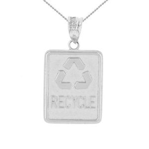 【送料無料】ネックレス　ソリッドｋホワイトゴールドリサイクルリサイクルクランプパネルsolide 14k or blanc environnement recyclage dchets recyclage panneau collier｜hokushin