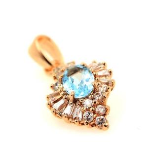 【送料無料】ネックレス　\u003d+ピンクゴールドpendentif topaze bleu argent 925 plaqu or rose 14 k