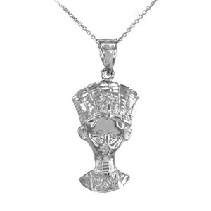 【送料無料】ネックレス エンドkホワイトゴールドエジプトネフェルティティネックレスfin 10k or blanc reine gyptienne nfertiti sculpture collier|hokushin