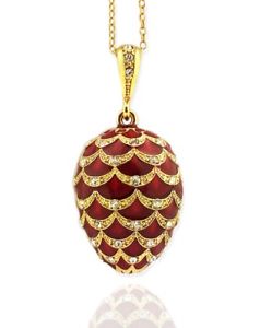 【送料無料】ネックレス　ロシアソリッドシルバーエナメルペンダントrusse argent massif 925 rouge oeuf main pendentif maill rare