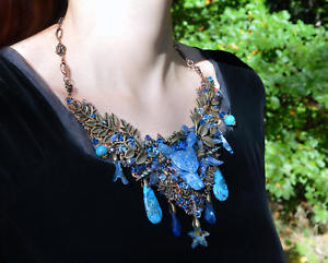 【送料無料】ネックレス クリップクリスタルサイレンポセイドンラピスラズリcollier sirne cristal loup bleu fil enroul lapis lazuli roi de la mer poseidon|hokushin