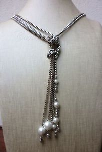 【送料無料】ネックレス　アルジェントp lunga collana a sciarpa placc argento e perle bianche｜hokushin