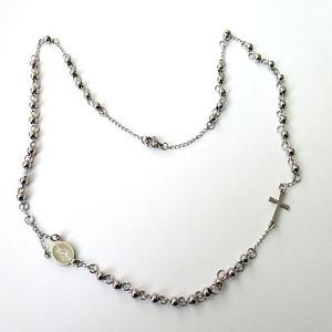 【送料無料】ネックレス　ドナロサリオcollana girocollo uomo donna rosario in acciaio lucido 54 cm palline 4 mm 115 n｜hokushin