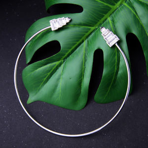 【送料無料】ネックレス　シルバーネックレスネックビンテージアールデコクリスタルcollier argent ras du cou rigide vintage art deco triangle cristal blanc qt13｜hokushin