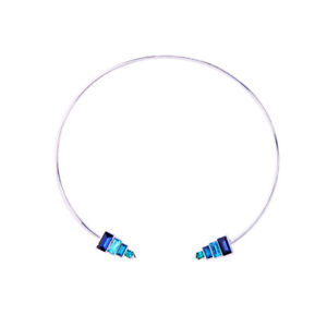 【送料無料】ネックレス　シルバーネックレスネックビンテージアールデコクリスタルcollier argent ras du cou rigide vintage art deco triangle cristal bleu qt13｜hokushin 12,565円