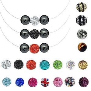 【送料無料】ネックレス　クランプヘマタイトワイヤーナイロンカラーオプションcollier 2 boules hematite shamballa sur fil nylon longueur amp; 1 couleur au choix｜hokushin