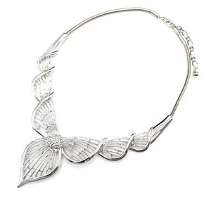 【送料無料】ネックレス　ネックレスパターンcc1537e collier plastron motif ptales fleur mtal argent ajour avec stra