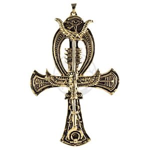 【送料無料】ネックレス　アンクホルスイシスエジプトシンボルアプリゴールドankh norme avec horus, isis amp; symboles gyptiens app13,4x8,3 or optique