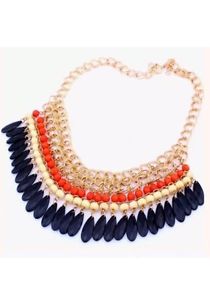 【送料無料】ネックレス　クリップオレンジゴールデンブラックcollier plastron orange noir dor｜hokushin