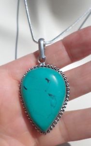 【送料無料】ネックレス　シルバーターコイズペンpendentif argent 925 et howlite turquoise pen33｜hokushin