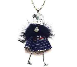 【送料無料】ネックレス　ペンダントネックレスドレスポンポンsp810e sautoir collier pendentif poupe articule robe pompon fourrure et t