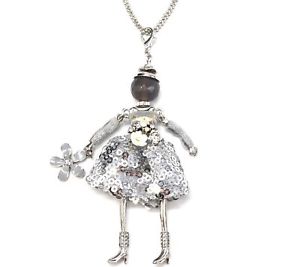 【送料無料】ネックレス　ペンダントネックレスファブリックsp837d sautoir collier pendentif poupe articule robe tissu manches fleurs｜hokushin