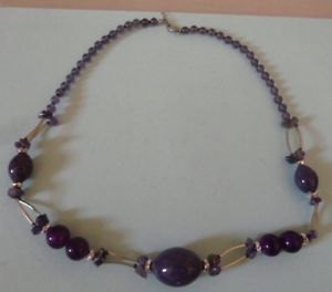 【送料無料】ネックレス　アメジストクリップビーズcollier amthyste et perles 62 cm