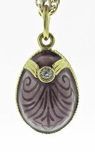 【送料無料】ネックレス　ロシアバイオレットargent russe et 24ct pendentif plaqu or forme oeuf avec email violet amp; cz