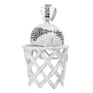 【送料無料】ネックレス アウトスターリングバスケットボールアイス925 iced out sterling argent penditif basket ball|hokushin